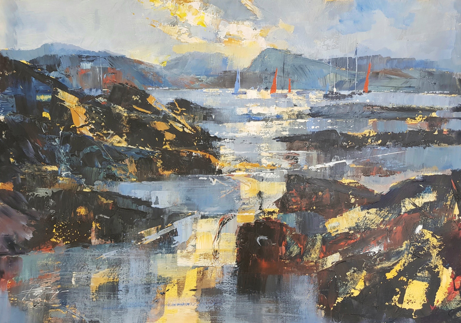 'Rocks and Sails on the Loch' by artist Chris Forsey